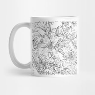 Hand drawn graphic daylily flower Mug